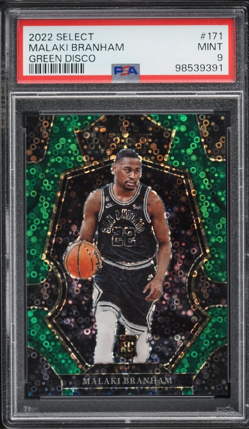 2022 Select Premier Level Green Disco Malaki Branham ROOKIE 5/5 #171 PSA 9 MINT
