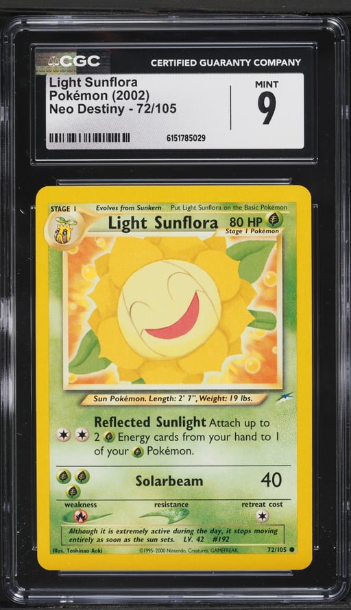2002 Pokemon Neo Destiny Light Sunflora #72 CGC 9 MINT