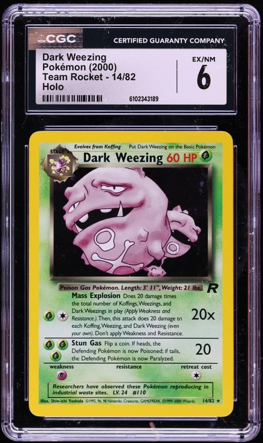 2000 Pokemon German Team Rocket Holo Dark Weezing #14 CGC 6 EXMT