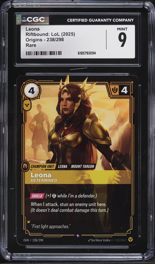 2025 Riftbound League Of Legends LoL Origins Leona #238 CGC 9 MINT