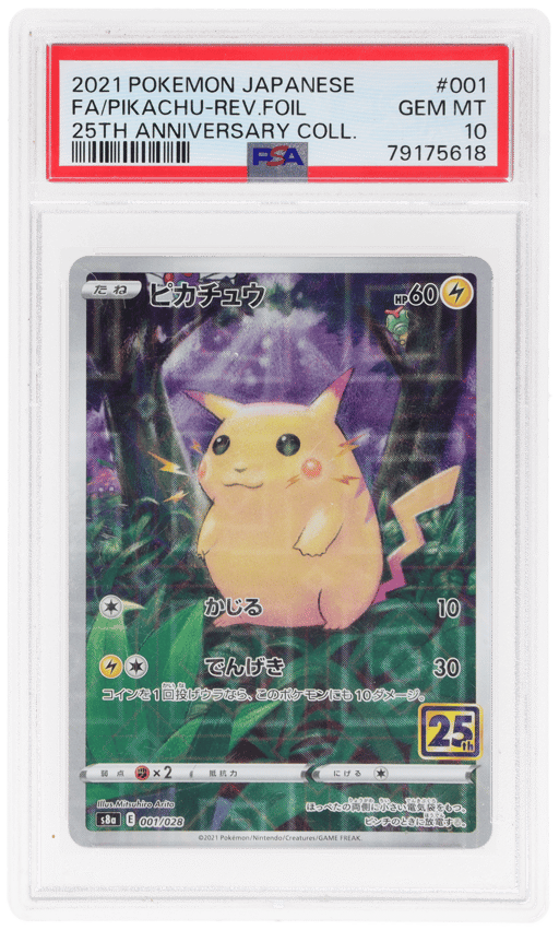 2021 Pokemon 25th Anniversary Collection Japanese Reverse Holo Pikachu #001 PSA 10