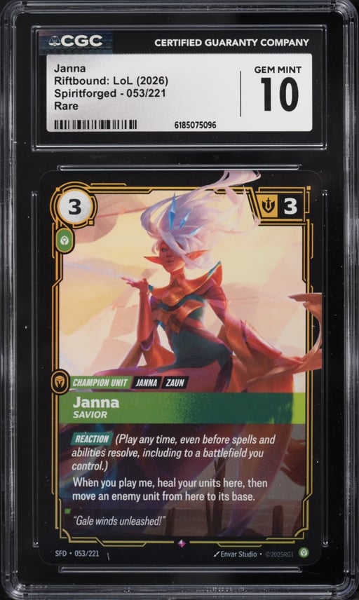 2026 Riftbound League Of Legends Spiritforged Janna #053 CGC 10 GEM MINT
