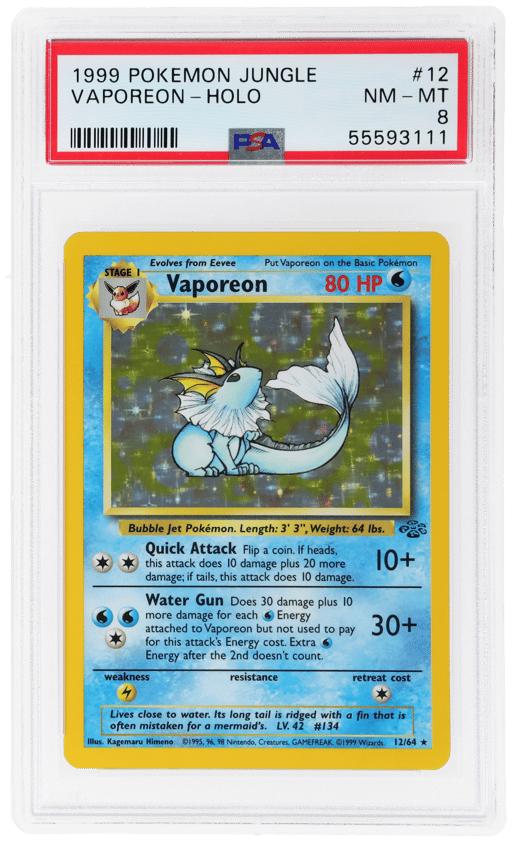 1999 Pokemon Jungle Holo Vaporeon #12 PSA 8