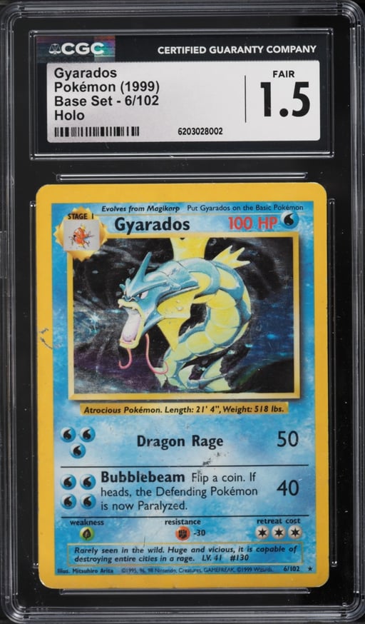 1999 Pokemon Base Set Holo Gyarados #6 CGC 1.5 FR