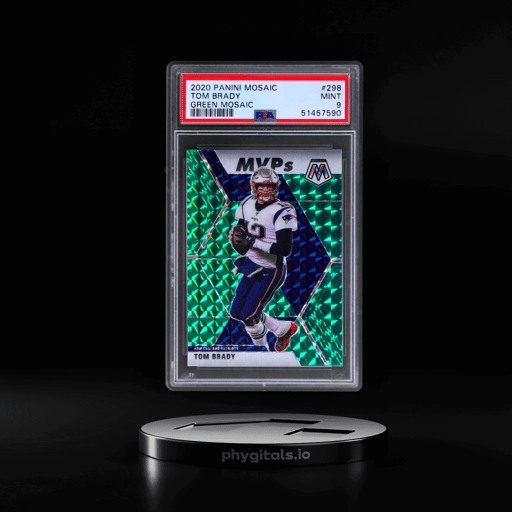 2020 Panini Mosaic Green Mosaic Prizm Tom Brady #298 PSA 9