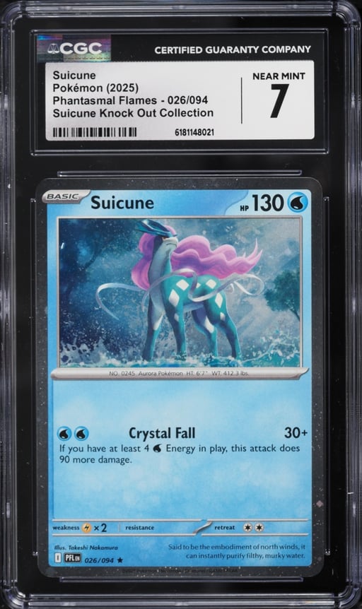 2025 Pokemon Mega Evolution Phantasmal Flames Knock Out Collection Suicune #26 CGC 7 NRMT