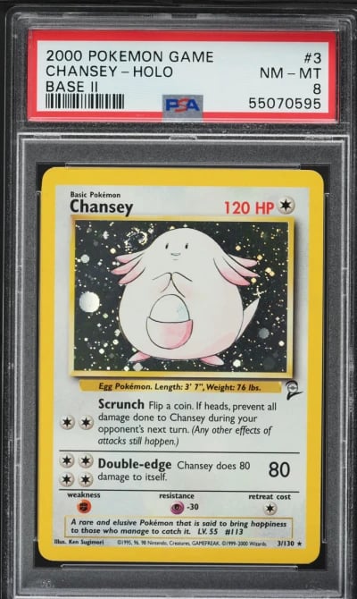 2000 Pokemon Base Set 2 Holo Chansey #3 PSA 8 NM-MT