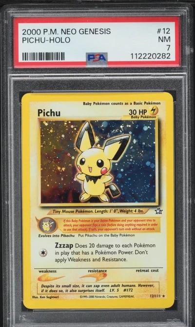 2000 Pokemon Neo Genesis Holo Pichu #12 PSA 7 NRMT