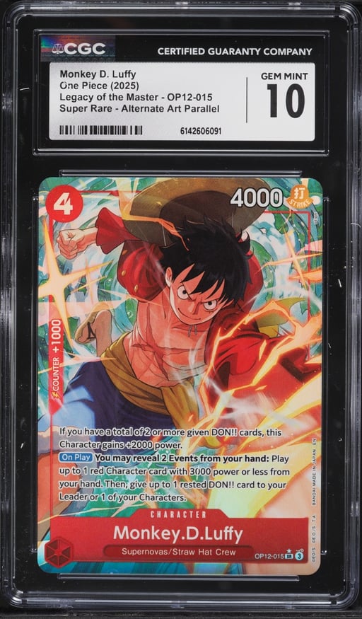 2025 One Piece Legacy Of The Master Alt Art Monkey D. Luffy #OP12-015 CGC 10 GEM MINT