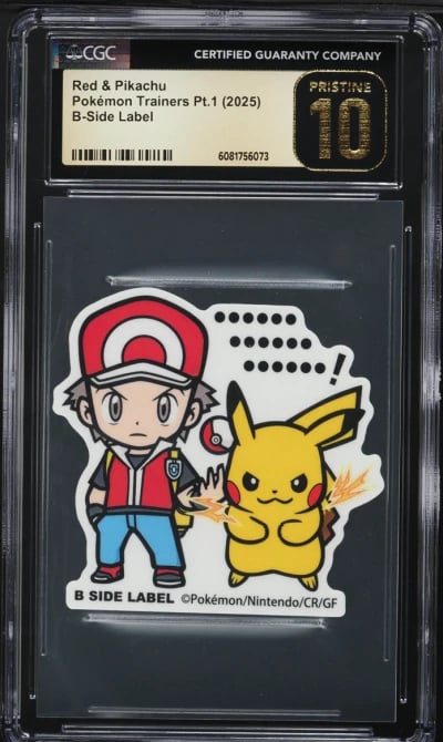 2025 Pokemon Japanese Trainers Part 1 B-Side Label Red & Pikachu CGC 10 PRISTINE