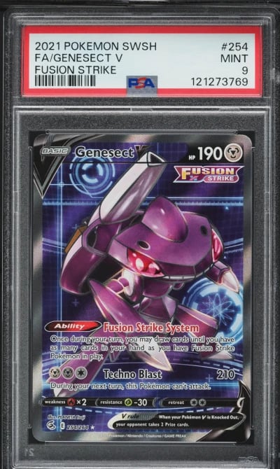 2021 Pokemon Sword & Shield Fusion Strike Full Art Genesect V #254 PSA 9 MINT