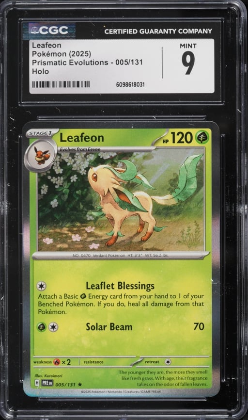 2025 Pokemon Scarlet & Violet Prismatic Evolutions Holo Leafeon #5 CGC 9 MINT