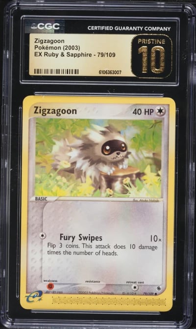 2003 Pokemon EX Ruby & Sapphire Zigzagoon #79 CGC 10 PRISTINE