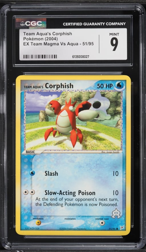2004 Pokemon EX Team Magma Vs Aqua Team Aqua's Corphish #51 CGC 9 MINT
