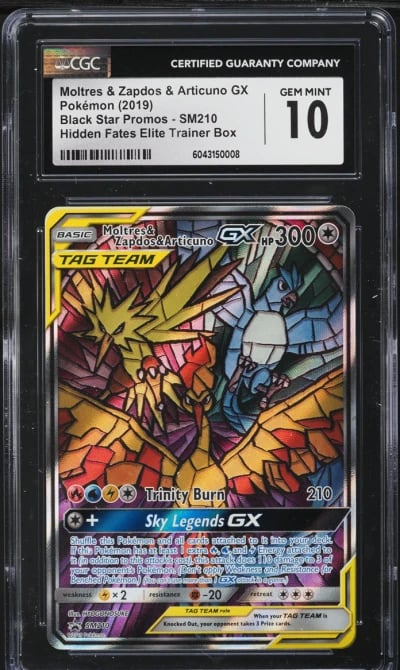 2019 Pokemon SM Promo Hidden Fates Moltres Zapdos Articuno GX #SM210 CGC 10 GEM