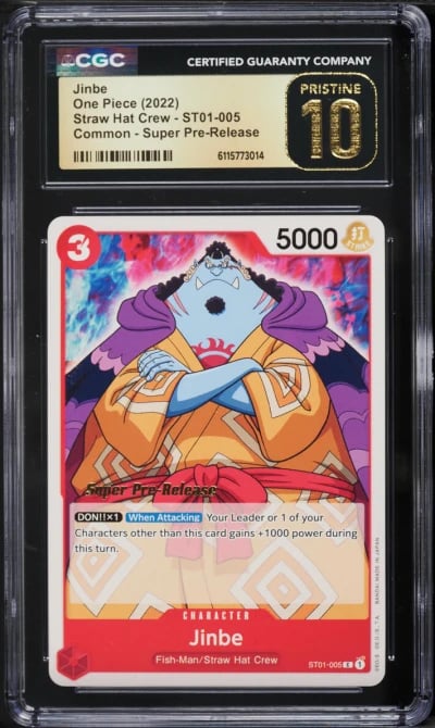 2022 One Piece Straw Hat Crew Super Pre-Release Jinbe #ST01-005 CGC 10 PRISTINE