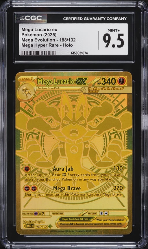 2025 Pokemon Mega Evolution MHR Mega Lucario EX #188 CGC 9.5 MINT+