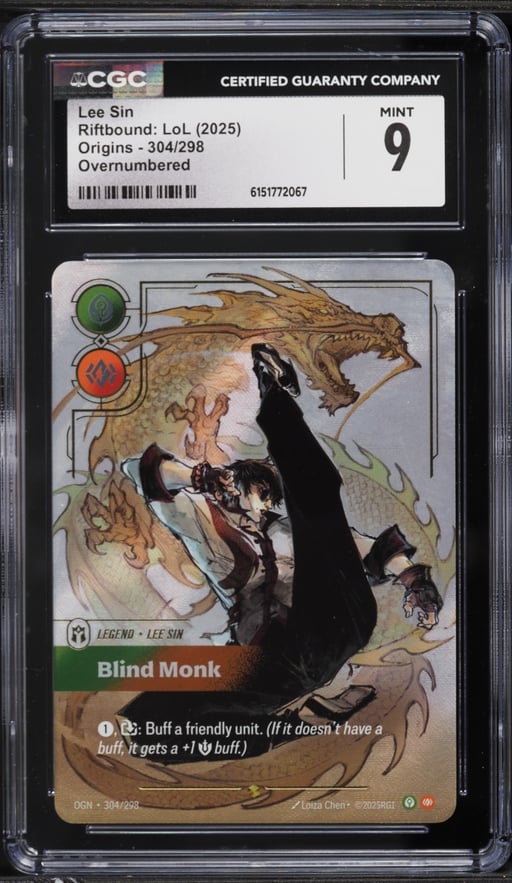 2025 Riftbound League Of Legends Origins Overnumbered Lee Sin #304 CGC 9 MINT