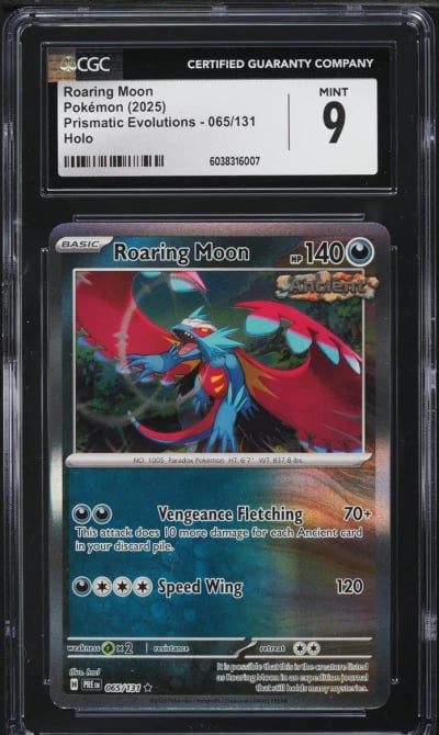 2025 Pokemon SV Prismatic Evolutions Holo Roaring Moon #65 CGC 9 MINT