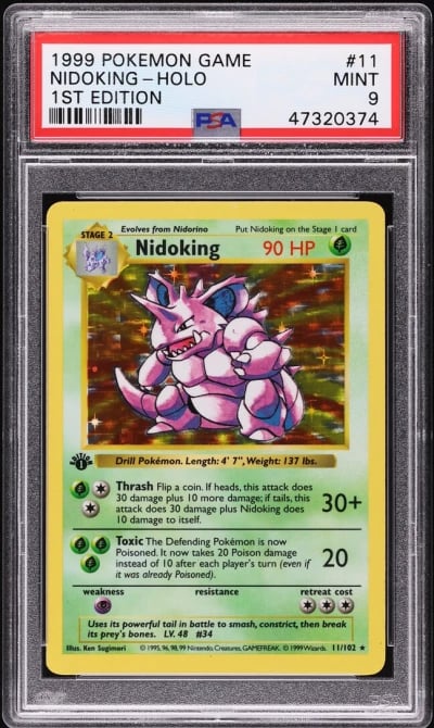 1999 Pokemon Base Set Shadowless 1st Edition Holo Nidoking #11 PSA 9 MINT