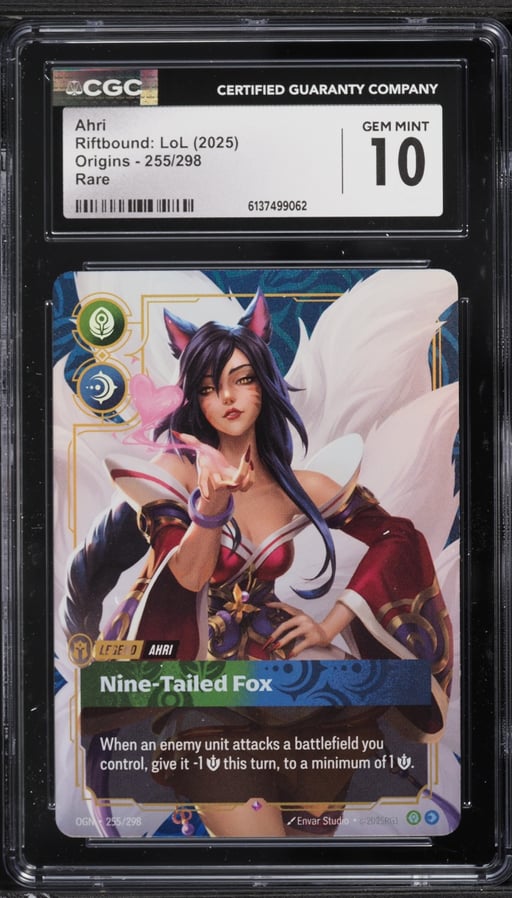 2025 Riftbound League Of Legends LoL Origins Ahri #255 CGC 10 GEM MINT