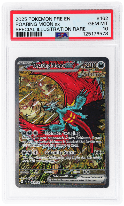 2025 Pokemon Scarlet and Violet Prismatic Evolutions Special Illustration Rare Roaring Moon Ex #162 PSA 10