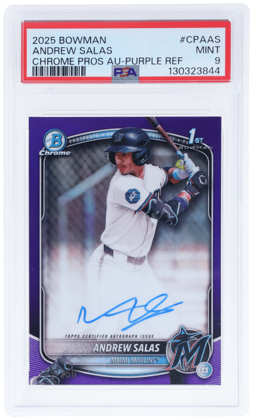2025 Bowman Chrome Prospect Autograph Purple Refractor Andrew Salas #CPAAS 155/250 PSA 9