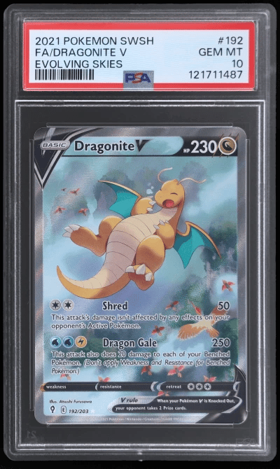 2021 Pokemon Sword and Shield Evolving Skies Dragonite V #192 PSA 10