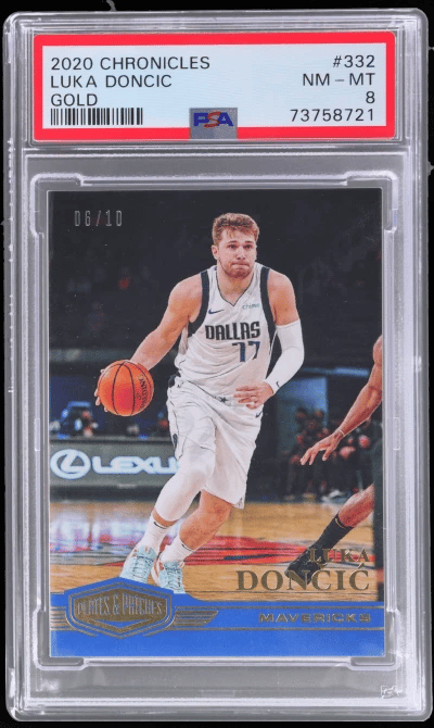 2020 Panini Chronicles Plates and Patches Gold Luka Doncic #332 6/10 PSA 8