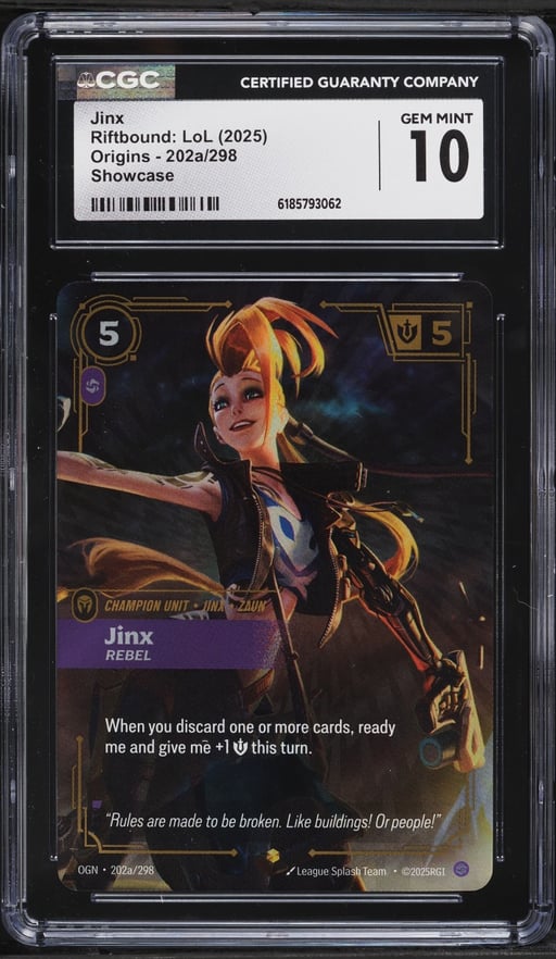 2025 Riftbound League Of Legends LoL Origins Jinx #202a CGC 10 GEM MINT