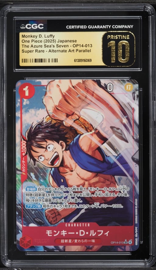 2025 One Piece Japanese The Azure Sea's Seven Alt Art Monkey D. Luffy #OP14-013 CGC 10 PRISTINE