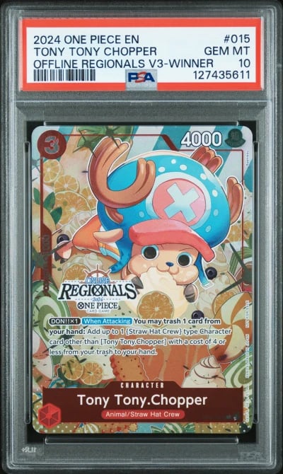 2024 ONE PIECE OFFLINE REGIONALS PACK 2024 VOL.3 015 TONY TONY CHOPPER WINNER PSA 10