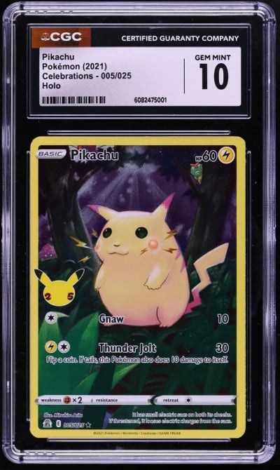 2021 Pokemon Sword & Shield Celebrations Full Art Pikachu #5 CGC 10 GEM MINT