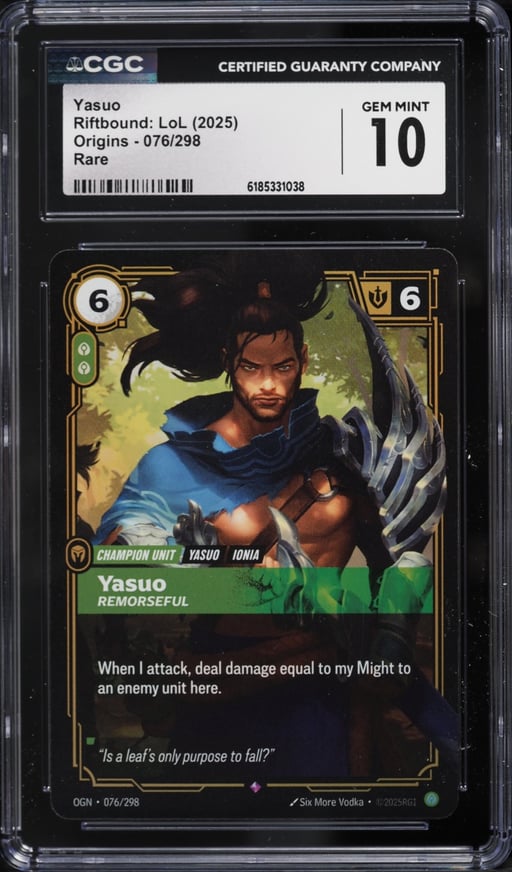 2025 Riftbound League Of Legends LoL Origins Yasuo #76 CGC 10 GEM MINT
