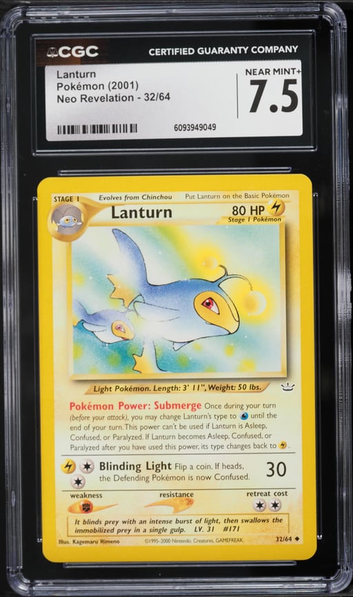 2001 Pokemon Neo Revelation Lanturn #32 CGC 7.5 NRMT+
