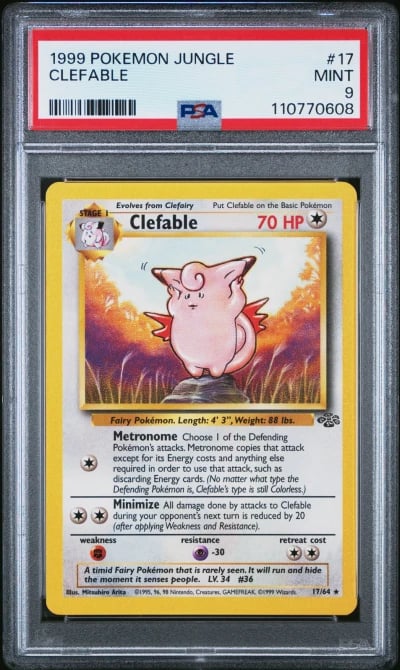 1999 POKEMON JUNGLE #17 CLEFABLE PSA 9