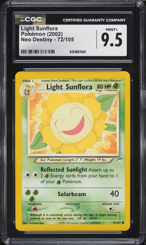 2002 Pokemon Neo Destiny Light Sunflora #72 CGC 9.5 MINT+