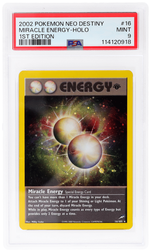 2002 Pokemon Neo Destiny 1st Edition Holo Miracle Energy #16 PSA 9