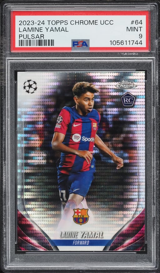 2023 Topps Chrome UEFA Club Competitions Pulsar Lamine Yamal ROOKIE #64 PSA 9 MINT