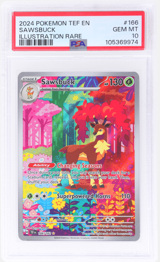 2024 Pokemon Scarlet and Violet Temporal Forces Illustration Rare Sawsbuck #166 PSA 10