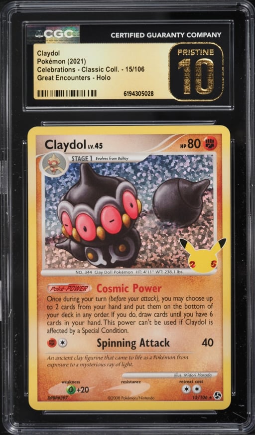 2021 Pokemon Sword & Shield Celebrations Classic Collection Holo Claydol #15 CGC 10 PRISTINE