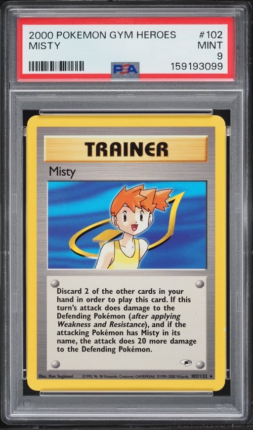 2000 Pokemon Gym Heroes Misty #102 PSA 9 MINT