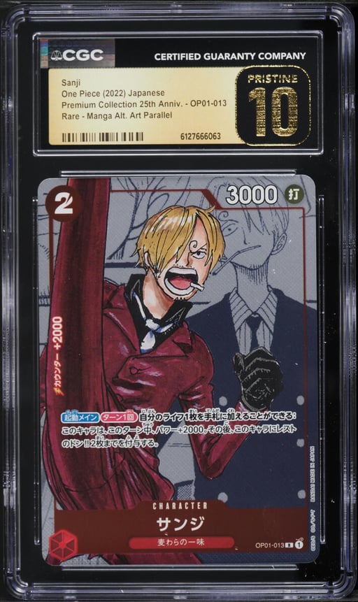 2022 One Piece Japanese Premium Collection 25th Anniversary Manga Art Sanji #OP01-013 CGC 10 PRISTINE