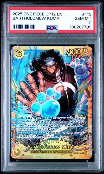 2025 ONE PIECE OP12-LEGACY OF THE MASTER 119 BARTHOLOMEW KUMA PSA 10