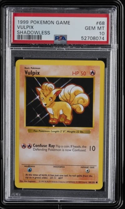 1999 POKEMON BASE SET SHADOWLESS #68 VULPIX PSA 10