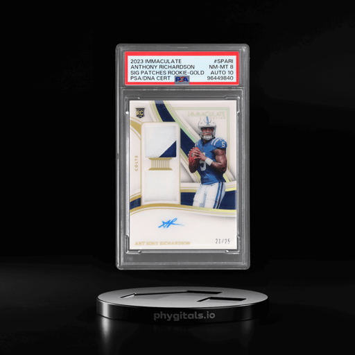 2023 Panini Immaculate Collection Signature Patch Rookie Gold Anthony Richardson #SPARI 21/25 PSA 8