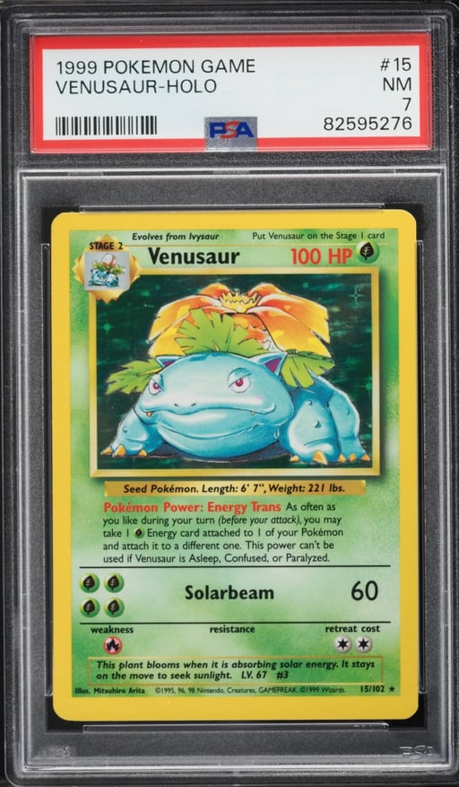 1999 Pokemon Base Set Holo Venusaur #15 PSA 7 NRMT