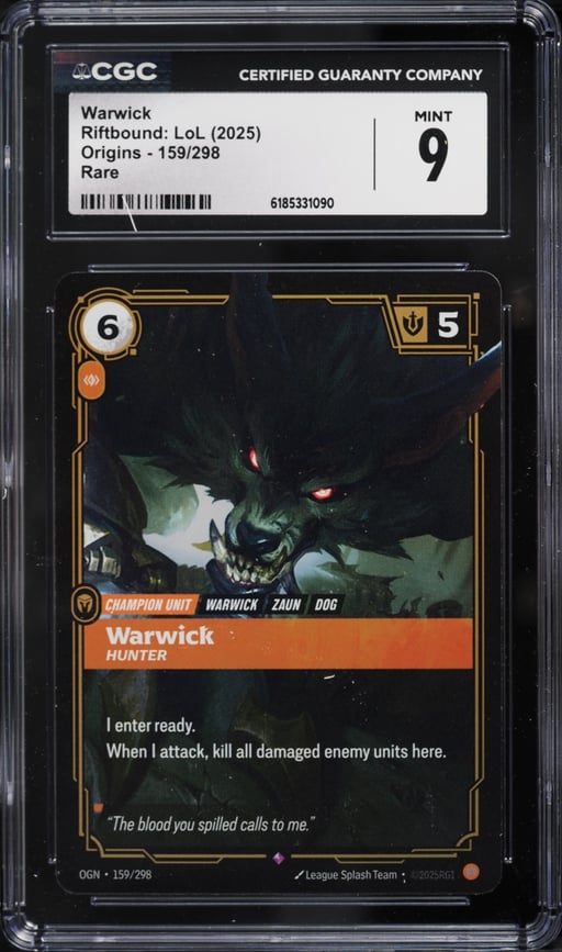 2025 Riftbound League Of Legends LOL Origins Warwick #159 CGC 9 MINT