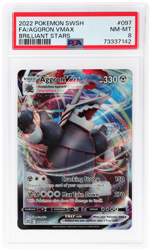 2022 Pokemon Sword and Shield Brilliant Stars Aggron Vmax #097 PSA 8