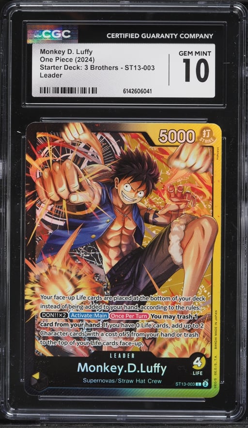 2024 One Piece Starter Deck 3 Brothers Leader Monkey D. Luffy #ST13-003 CGC 10 GEM MINT